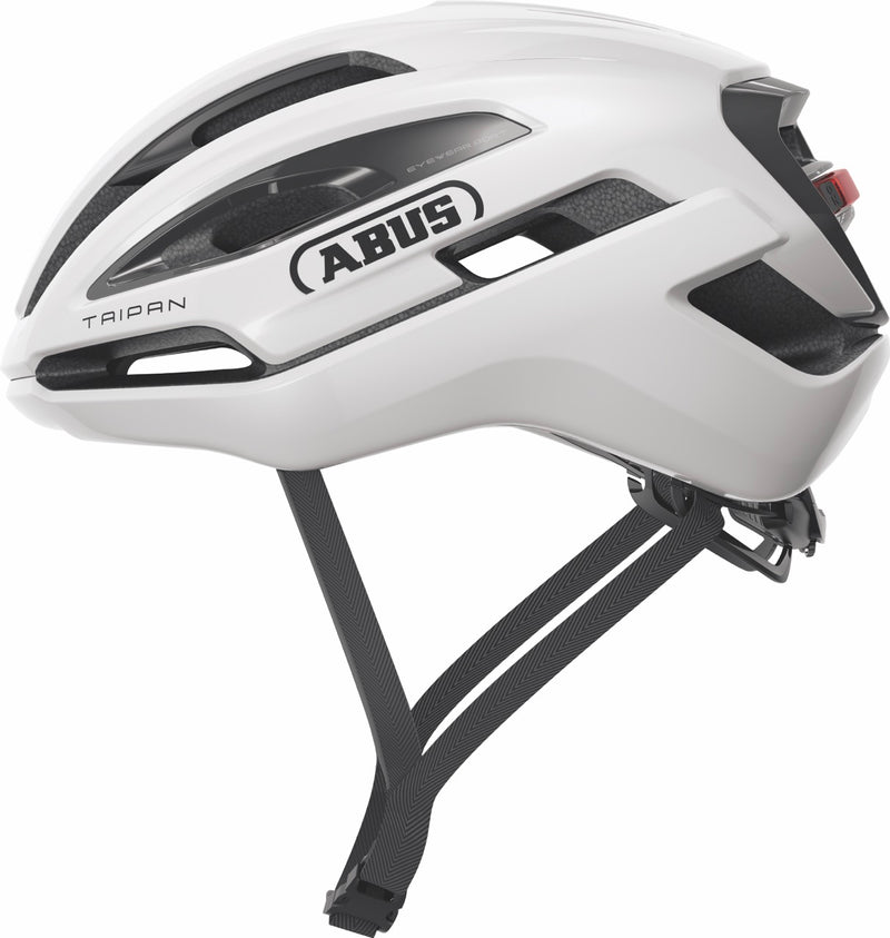 Load image into Gallery viewer, White bicycle helmet with black accents on a white background#color_shiny white
