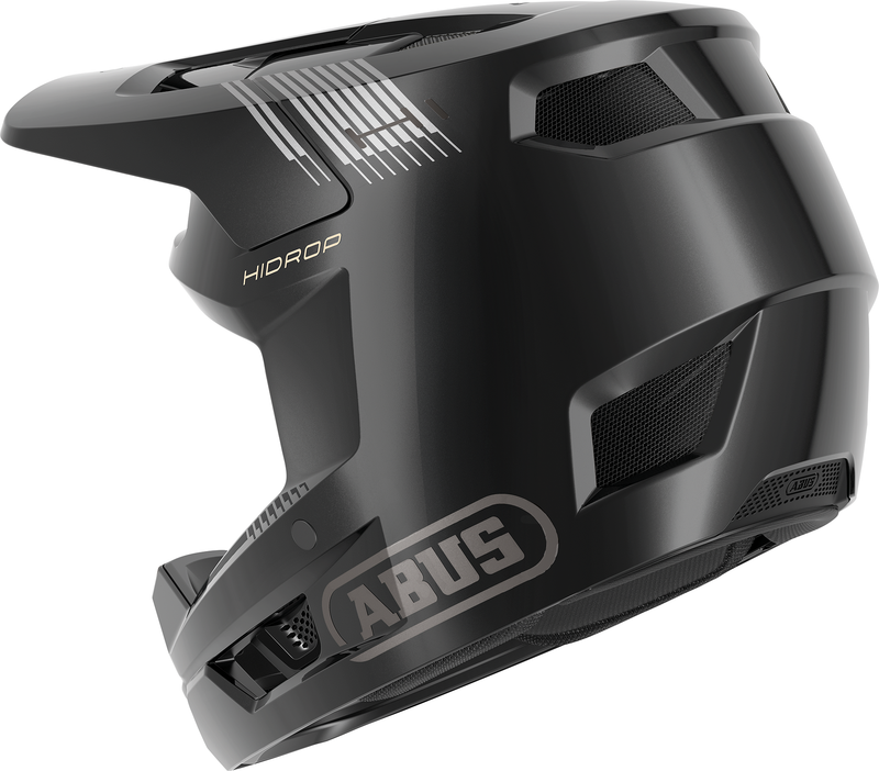 Load image into Gallery viewer, Rear side view of black full-face helmet #color_shiny black

