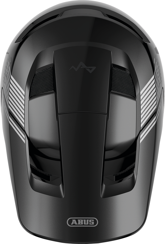 top view of black full-face helmet
